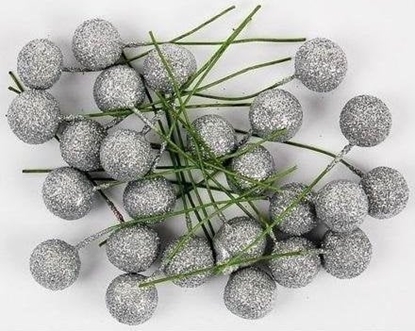 Attēls no FANDY Owoce ostrzokerzewu 12cm srebrne brokat