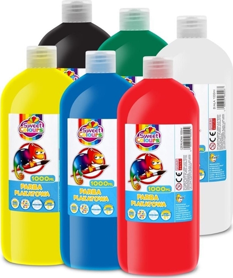 Изображение Farby plakatowe w butelkach 1000ml (6 kolorów)