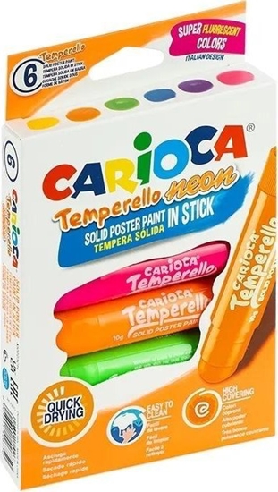 Picture of Farby w sztyfcie temperello neon 6kol CARIOCA