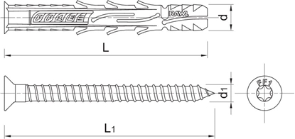 Attēls no FF1 Koek ramowy poliamidowy 8x80 mm z lejkiem, Wkrt ocynk galwaniczny
