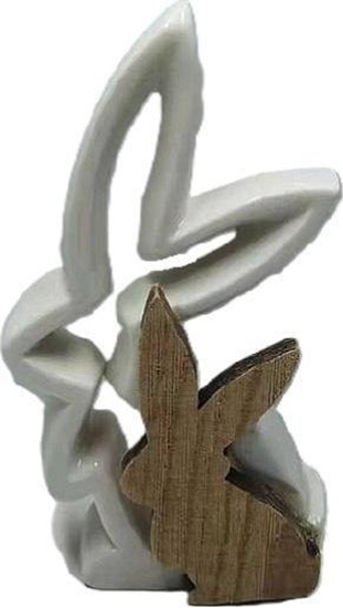 Picture of Adar Figurka zajc ceramika+drewno 15,5x4x16cm