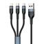 Attēls no Kabel USB Foneng USB-A - USB-C + micro-B + Lightning 1 m Czarny (X51 3 in 1 / Black)