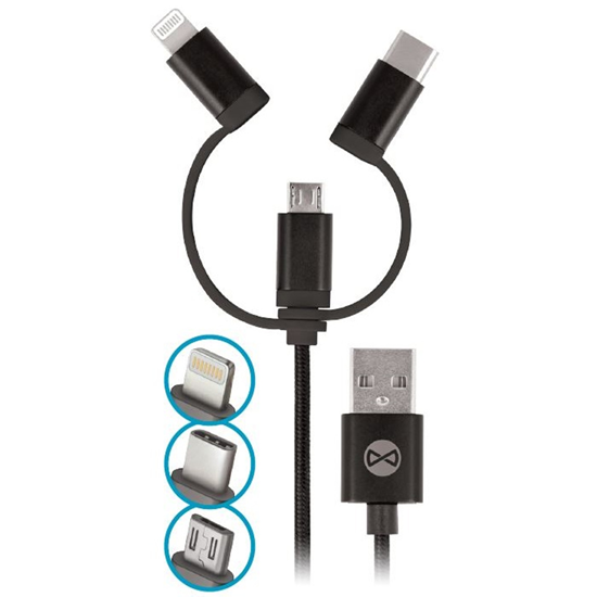 Picture of Forever 3in1 cable USB - Lightning + USB-C + micro