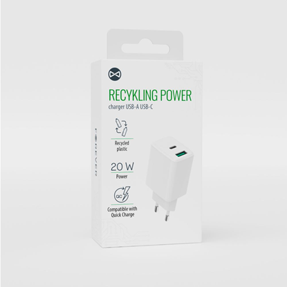Picture of Forever recycled wall charger USB + USB-C 20W  LSR