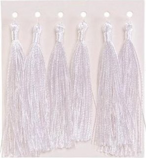 Picture of Frdzelki chwosty ozdobne biae 8cm 6szt