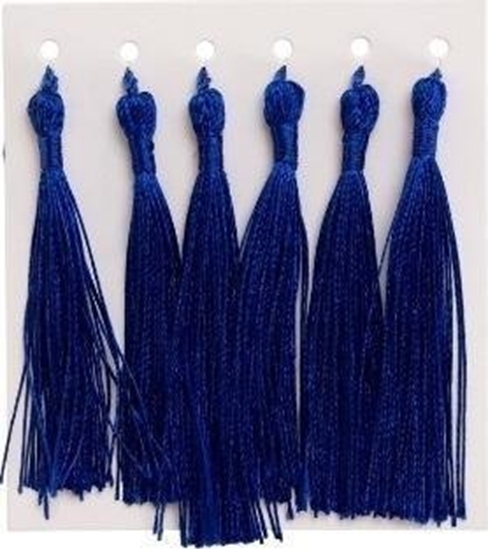 Picture of Frdzelki chwosty ozdobne niebieskie 8cm 6szt