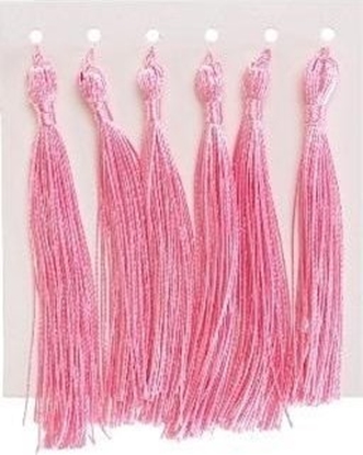 Picture of Frdzelki chwosty ozdobne róowe 8cm 6szt