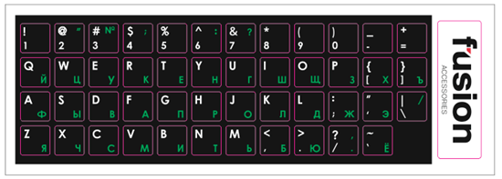 Picture of Fusion laminētas tastatūras uzlīmes RU | ENG Zaļas