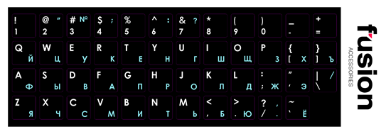 Picture of Fusion laminētas tastatūras uzlīmes RU | ENG zilas