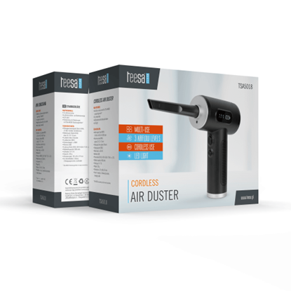 Attēls no Gaisa pūtējs–kompresors ar lukturīti, 75W, 3 jaudas līmeņi, 5 uzgaļi, 6 000 mAh akumulators | TEESA