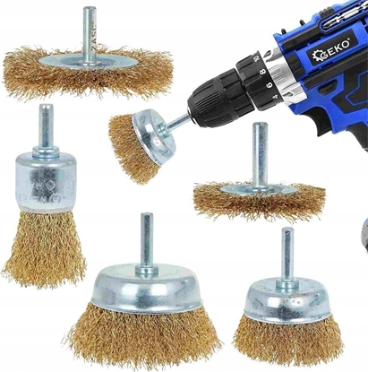 Attēls no Geko Zestaw szczotek drucianych do wiertarki 5szt (36)