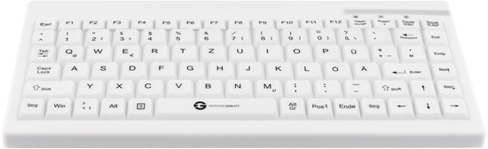 Picture of GETT GCQ Cleantype Easy Protect Compact silicone keyboard IP68 waterproof desinfectable 88 keys USB Colour white Layout DE