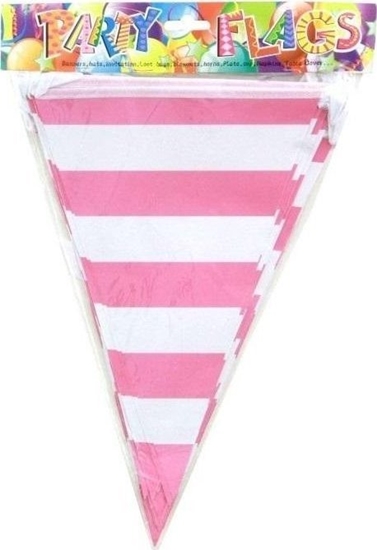 Изображение Girlanda flagi w paski róowa 27.5cmx10m