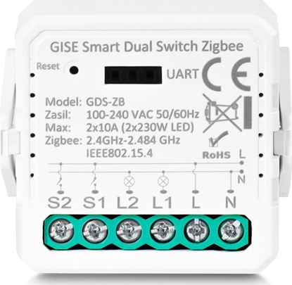 Attēls no Gise GISE Smart Dual Switch no neutral Zigbee | Podwójny modu przekanikowy Zigbee | GDS-ZB-NN