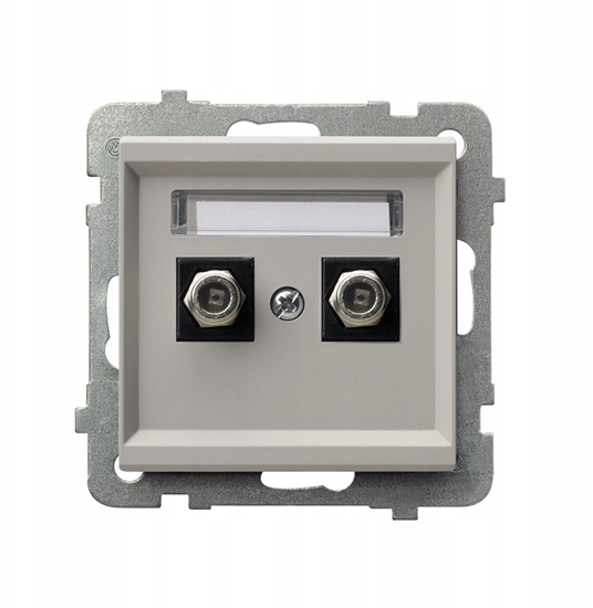 Изображение Gniazdo antenowe podwójne Ospel Sonata GPA-2RF/m/82 typu F IP20 kaszmir