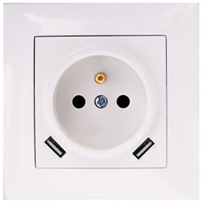 Attēls no Gniazdo pojedyncze z uziemieniem z USB VCX LC 13A Biay
