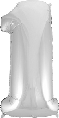 Изображение GoDan Balon foliowy cyfra "1" srebrna 85cm