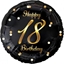 Изображение GoDan Balon foliowy Happy 18 Birthday, czarny, nadruk zoty, 18"
