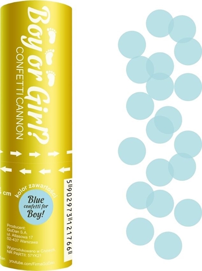 Изображение GoDan Konfetti - tuba strzelajca Boy or Girl kóeczka niebieskie - 15cm