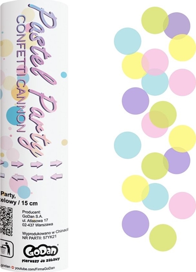 Изображение GoDan Konfetti - tuba strzelajca kóka pastelowe - 15cm