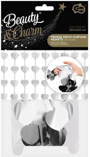 Изображение GoDan Kurtyna B&C serca matowa srebrna 100x200cm