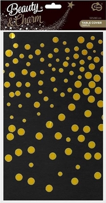 Attēls no GoDan Obrus foliowy B&C zote groszki, czarny 137x183cm