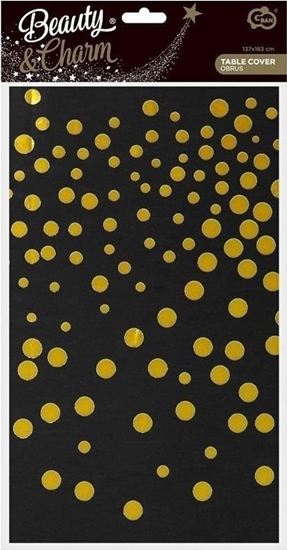 Picture of GoDan Obrus foliowy B&C zote groszki, czarny 137x183cm