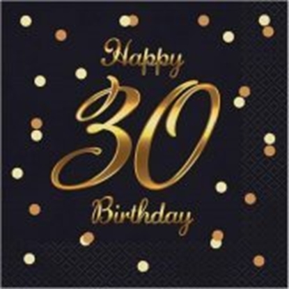 Изображение GoDan Serwetki B&C Happy 30 Birthday czarne 20szt