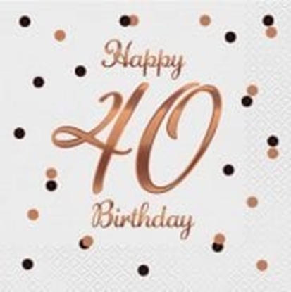 Изображение GoDan Serwetki B&C Happy 40 Birthday biae 33x33cm 20szt