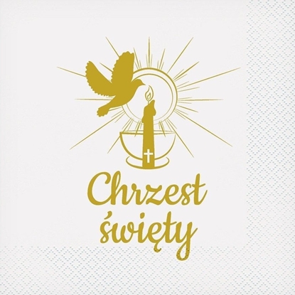 Attēls no GoDan Serwetki Chrzest wity wieca 33x33cm 20szt