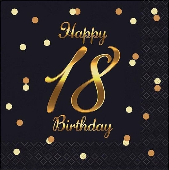 Picture of GoDan Serwetki Happy 18 Birthday czarne 33x33cm 20szt