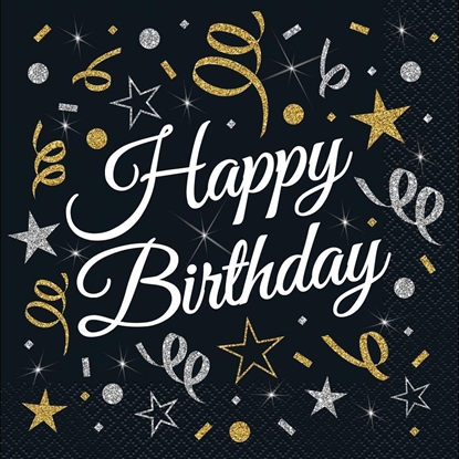 Attēls no GoDan Serwetki papierowe B&C Happy Birthday 33x33cm 20sz