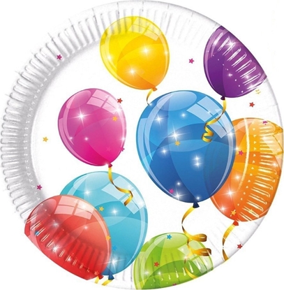 Attēls no GoDan Talerze papierowe z kolorowymi balonami 23cm