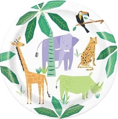 Attēls no GoDan Talerzyki papierowe Animal Safari 23cm 8szt