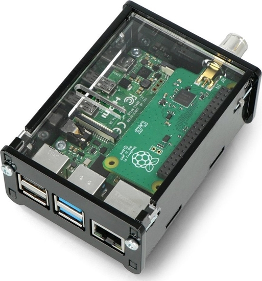 Изображение Gravlaser Obudowa do Raspberry Pi 4B i TV HAT tuner DVB-T - czarno-przezroczysta