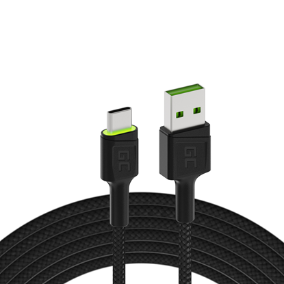 Attēls no Green Cell kabelis Ray USB-A - USB-C Green LED 200