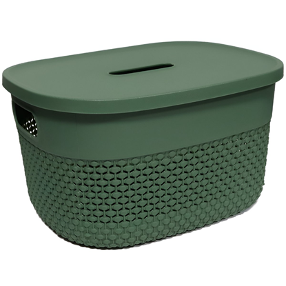 Attēls no Grozs ar vāku Deny 27x22x15cm, zaļš