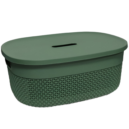 Attēls no Grozs ar vāku Deny 38x28x15cm, zaļš
