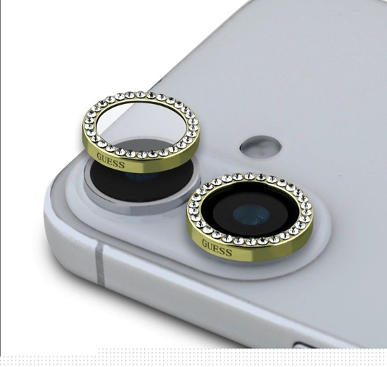 Picture of Guess Apple iPhone 16/16 Plus Fixed Glliter Protective Lens Gold