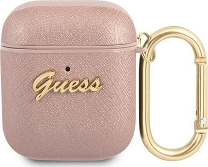 Изображение Guess Etui ochronne GUA2SASMP Saffiano Script Metal Collection do AirPods 1/2 róowe