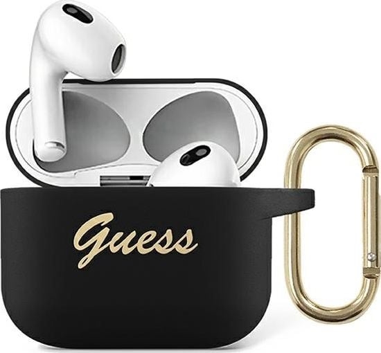 Изображение Guess Etui ochronne GUA3SSSK Silicone Vintage Script do AirPods 3 czarne