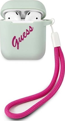 Изображение Guess Etui ochronne GUACA2LSVSBF Silicone Vintage do AirPods 1/2 niebiesko-róowe
