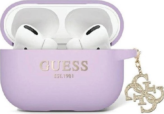 Picture of Guess Guess GUAP2LECG4U AirPods Pro 2 cover fioletowy/purple Liquid Silicone Glitter Triangle Charm