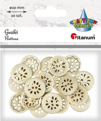 Attēls no Guziki drewniane aurowy kwiat 20mm 20szt