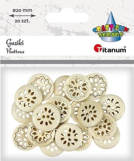 Picture of Guziki drewniane aurowy kwiat 20mm 20szt