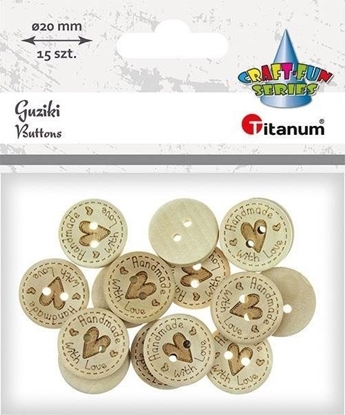 Attēls no Guziki drewniane handmade with love 20mm 15szt