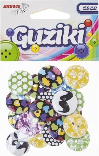 Picture of Guziki kolorowe wzory 20szt