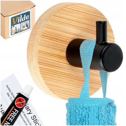 Изображение Haczyk wieszak samoprzylepny drewniany metalowy czarny 5x3,5 cm