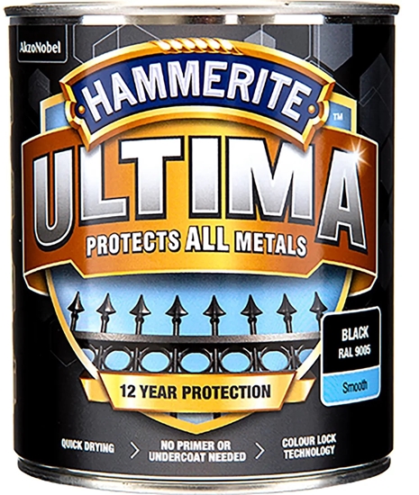 Picture of Hammerite Ultima Metalmaling - Sort - RAL 9005 - 750 ml.