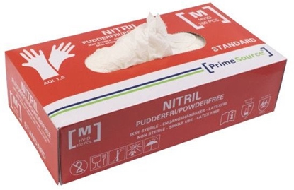 Изображение Handske Engangs Prime Source STANDARD str M uden Pudder Nitril AQL 1.5 Hvid,100 stk/pk